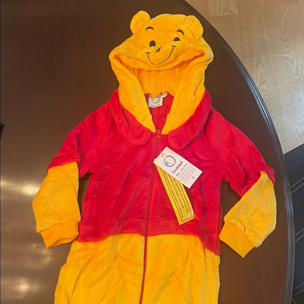 Disney Winnie the Pooh Yellow and Red Hooded Suit nwt super soft onsie costume